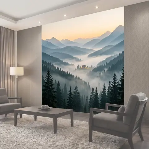 Фотообои Туманные горы на рассвете