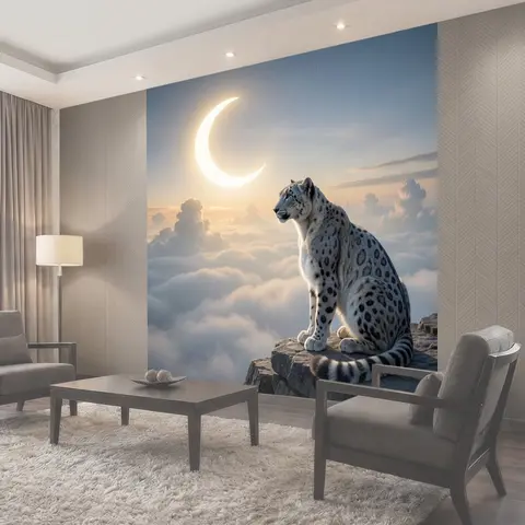 Фотообои Белый леопард на скале