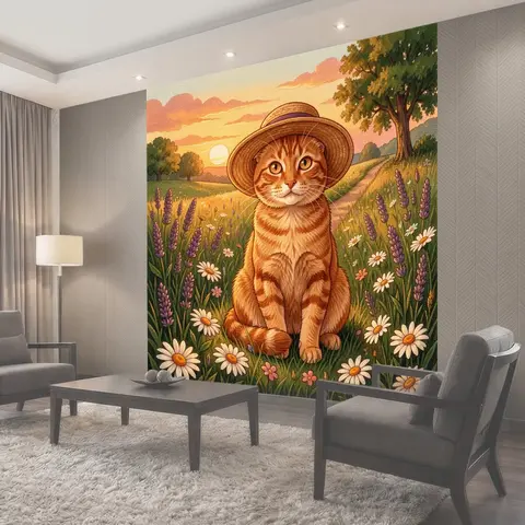 Фотообои Рыжий кот в шляпе