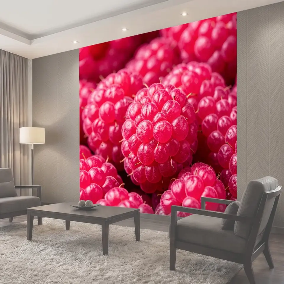 Фотообои Яркие розовые ягоды крупным планом