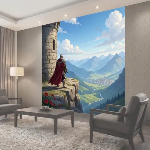 Фотообои Рыцарь на краю скалы