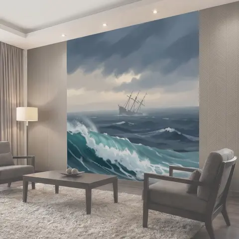 Фотообои Штормовое море и парусник