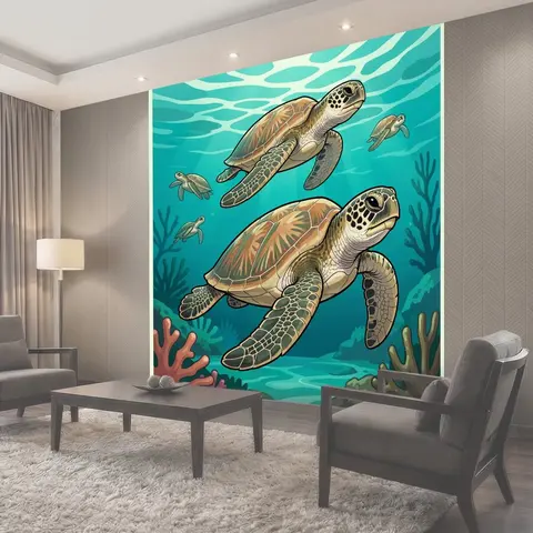 Фотообои Морские черепахи в океане