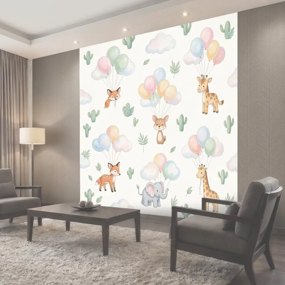 Фотообои Животные с воздушными шарами