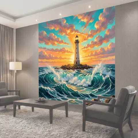 Фотообои Маяк на морском закате