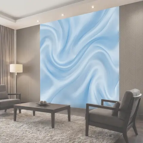 Фотообои Нежные голубые волны ткани