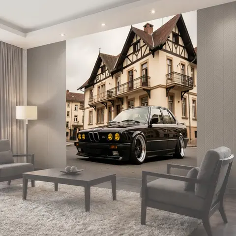 Фотообои Черный BMW возле дома