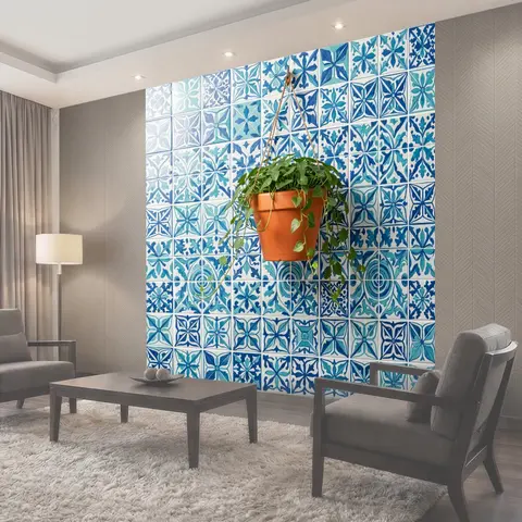 Фотообои Зелёная лиана на керамической стене