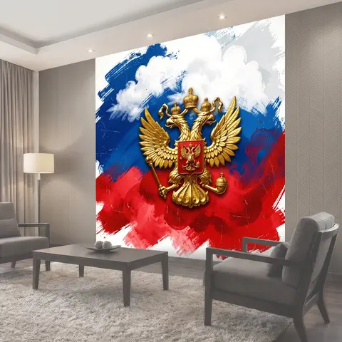 Фотообои Золотой двуглавый орёл на триколоре
