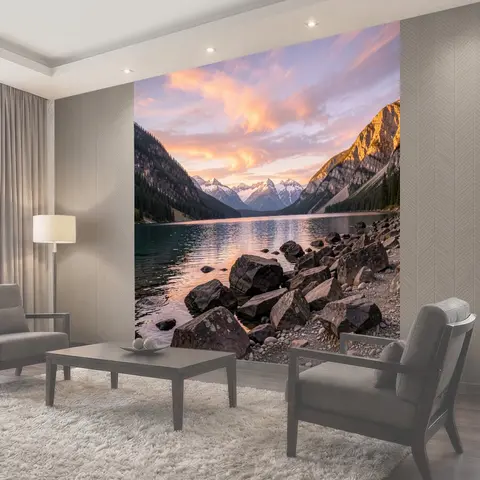Фотообои Горное озеро на закате