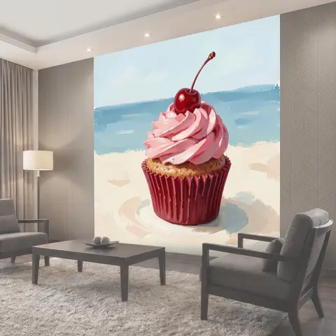 Фотообои Капкейк с вишенкой и кремом