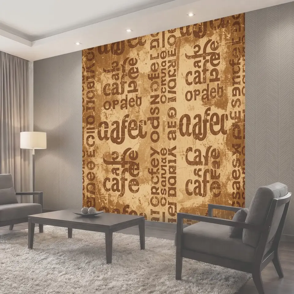 Фотообои Повторяющийся текстовый паттерн «coffee»