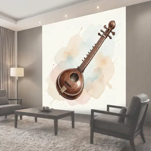 Фотообои Ситар на светлом фоне
