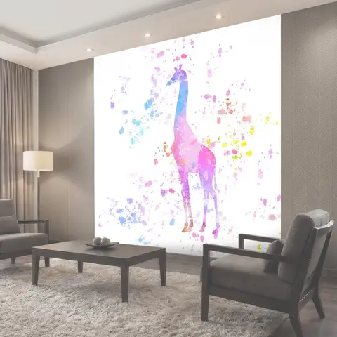 Фотообои Жирафская краска Splatter Colorful Красочный жираф с акварельной краской или чернилами