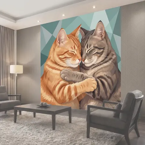 Фотообои Два кота в объятиях