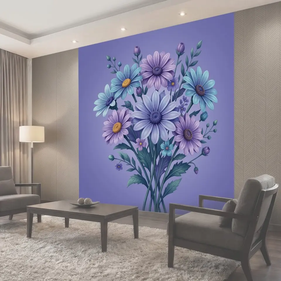 Фотообои Нежный букет фиалковых ромашек