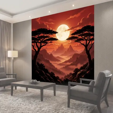 Фотообои Лунная ночь в горах