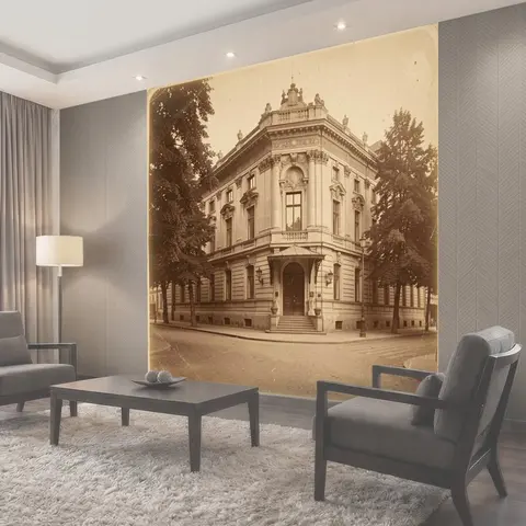 Фотообои Старинный особняк на углу улицы