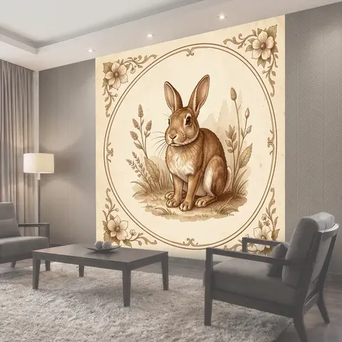 Фотообои Заяц среди луговых трав