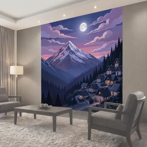 Фотообои Лунная ночь в горах