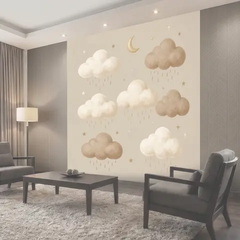 Фотообои Нежные облака и звезды
