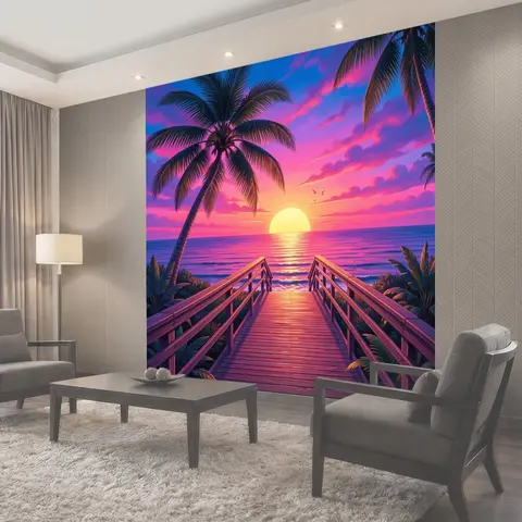 Фотообои Тропический закат у моря