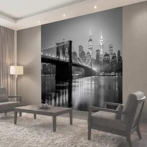 Фотообои Бруклинский мост и Манхэттен ночью