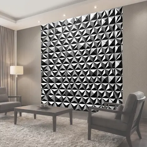 Фотообои 3D геометрические пирамиды монохром