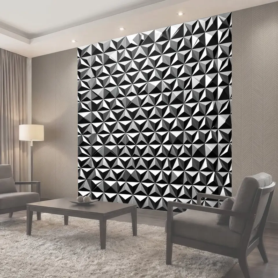 Фотообои 3D геометрические пирамиды монохром