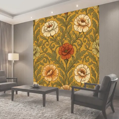 Фотообои Винтажный цветочный орнамент с маками