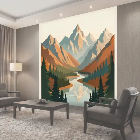 Фотообои Горный пейзаж с рекой