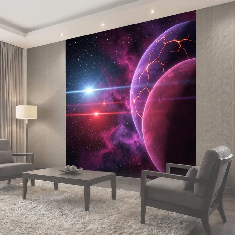Фотообои Космический пейзаж с двумя планетами