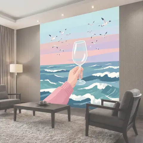 Фотообои Морской бриз и бокал