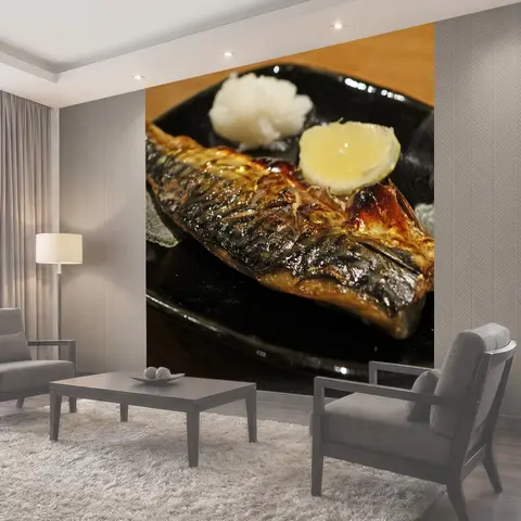 Фотообои Рыбы, лимон, саба скумбрия