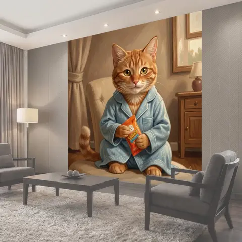 Фотообои Рыжий кот в пижаме
