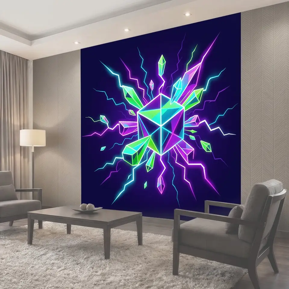 Фотообои Неоновая 3D звезда из граней