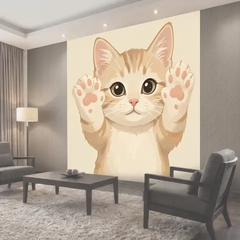 Фотообои Милый котёнок с лапками вверх