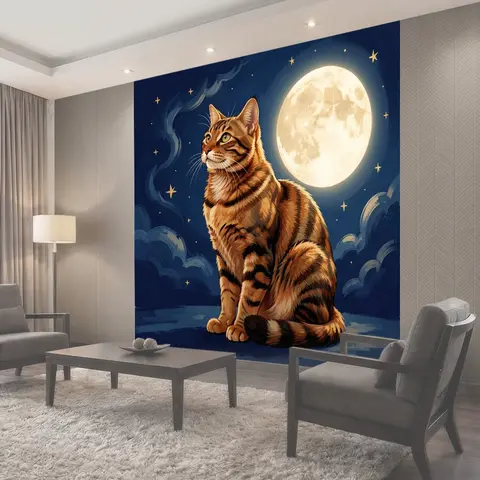 Фотообои Тигровый кот под луной