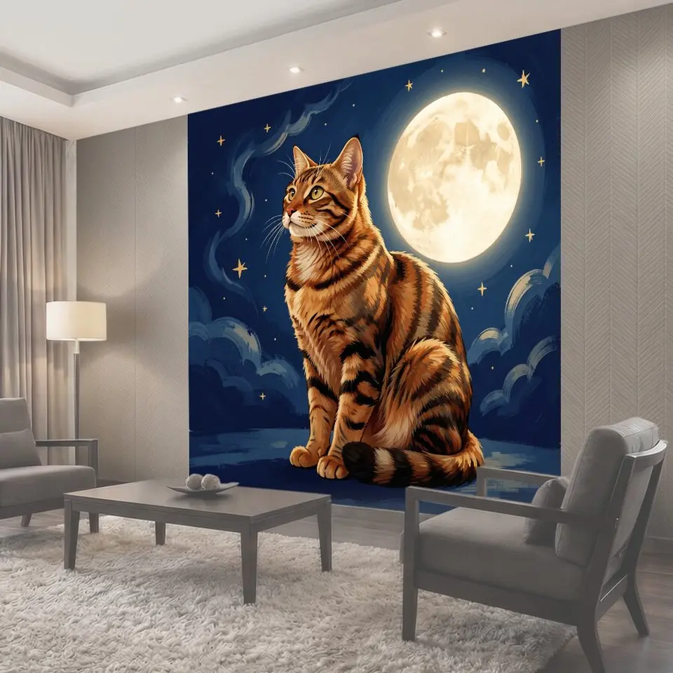 Фотообои Тигровый кот под луной