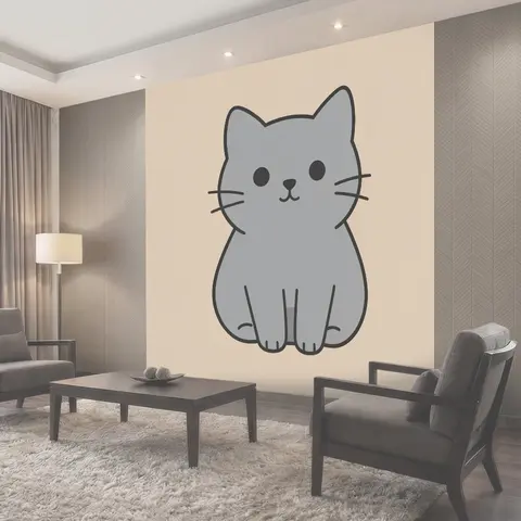 Фотообои Мультяшный серый кот