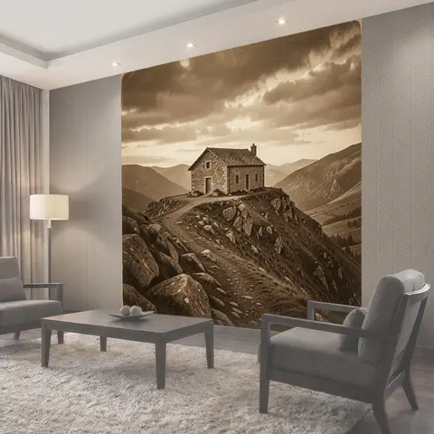 Фотообои Каменный дом на горном утёсе