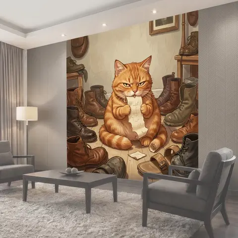 Фотообои Рыжий кот с пергаментом