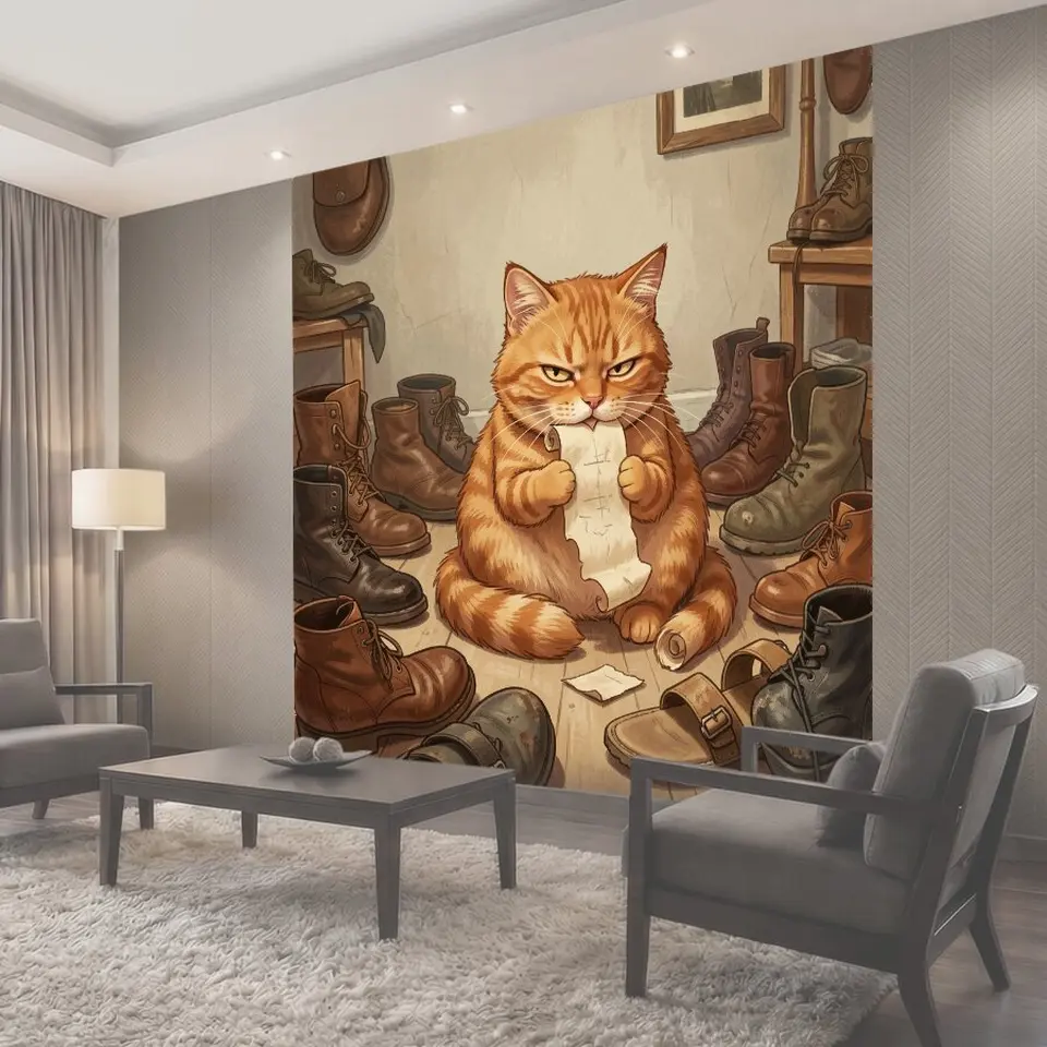 Фотообои Рыжий кот с пергаментом