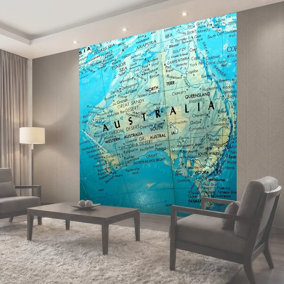 Фотообои Карта Австралии на мировом шаре