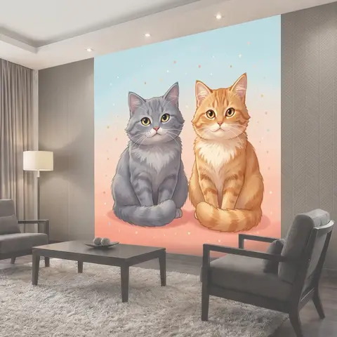 Фотообои Два милых котенка рядом