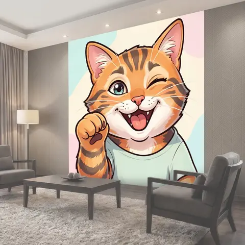 Фотообои Улыбающийся кот в футболке