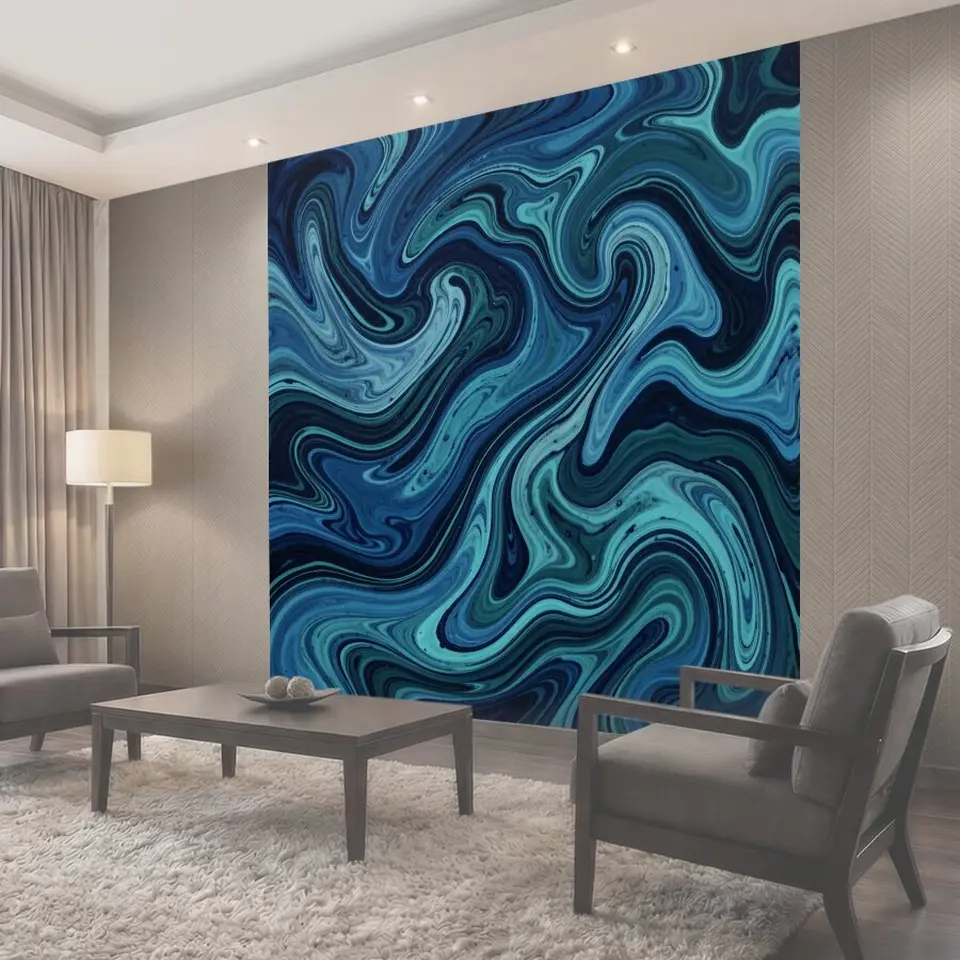 Фотообои Морские мраморные завитки в бирюзе