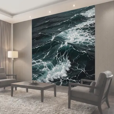 Фотообои Бурные морские волны с пеной