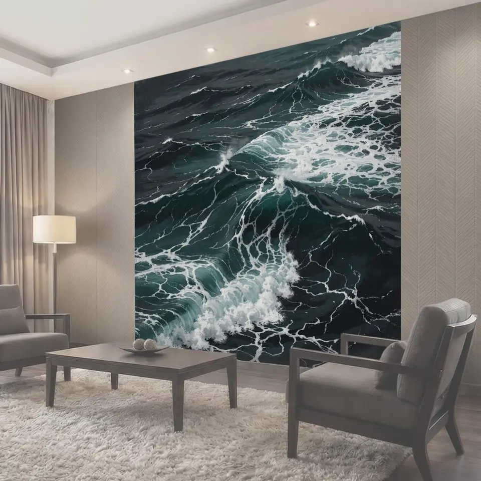 Фотообои Бурные морские волны с пеной