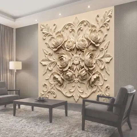Фотообои 3D цветочный орнамент из роз